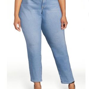 TERRA & SKY Womens Jeans Size 24W Straight Leg Stonewashed Distressed